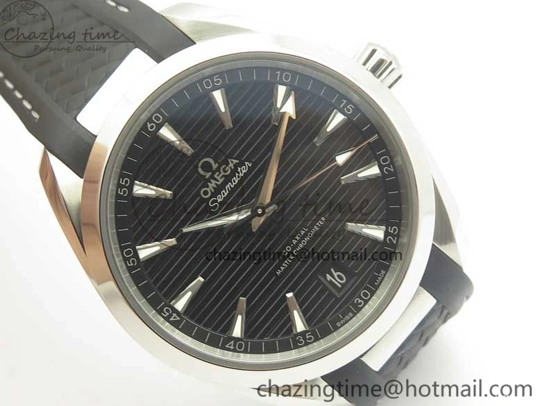 0308 Aqua Terra 150M Master Chronometers VSF 1:1 Best Edition Black Dial SS Hand on Black Rubber Strap A8900 Super Clone Unisex 8005